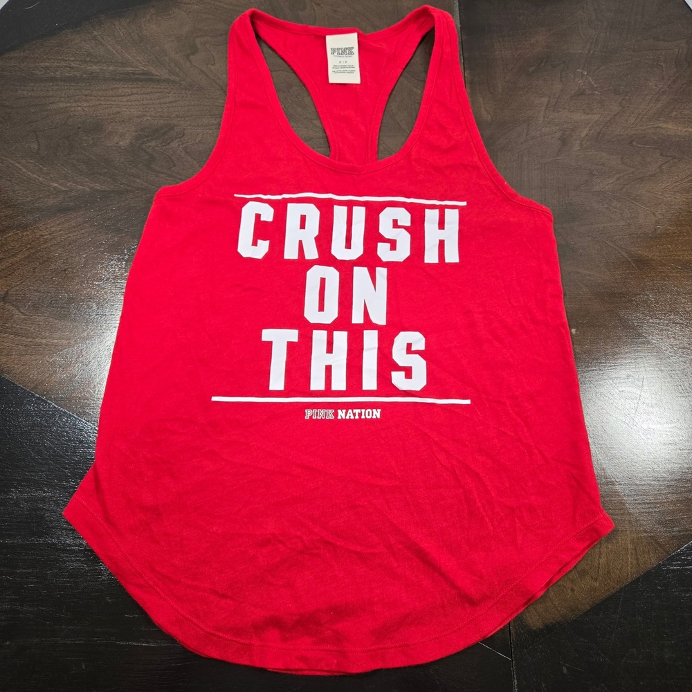 Pink Red Graphic Racerback Tank Top Womens Small Crush On This Nation
